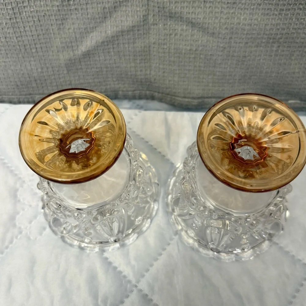 2/Retro Embossed Glass Ice Cream Cup or Yogurt Dessert Cup